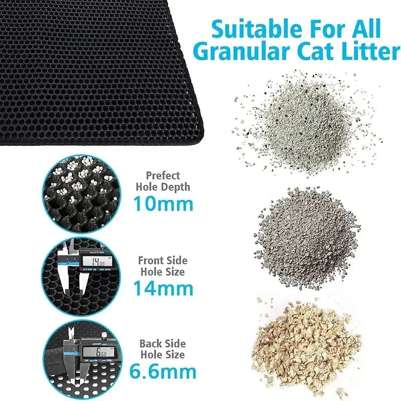 Large 45x60 cm size of the waterproof double-layer mat providing ample space for cats to step and play