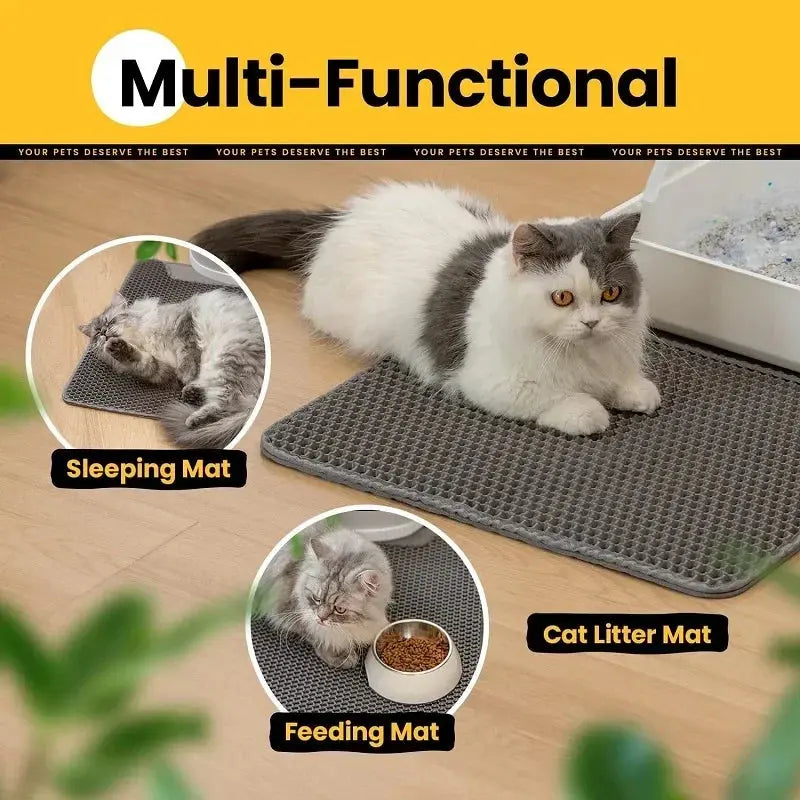 Easy-to-clean pet litter mat can be rinsed with water after shaking off trapped litter